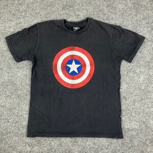 Marvel Captain America TShirt Mens Size M Black Graphic Shield Logo Short Sleeve